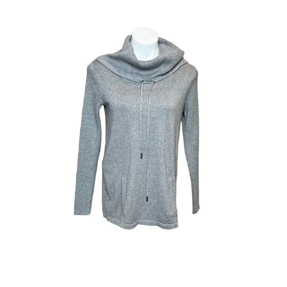Karl Lagerfeld metallic silver cowl neck sweater size S
